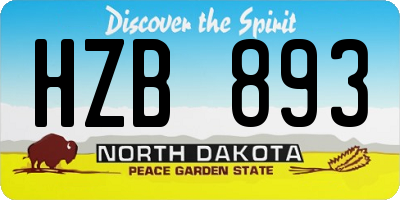 ND license plate HZB893