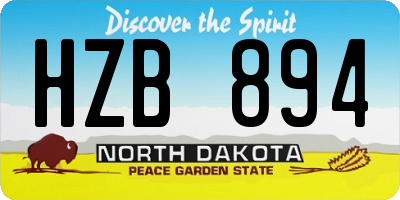 ND license plate HZB894