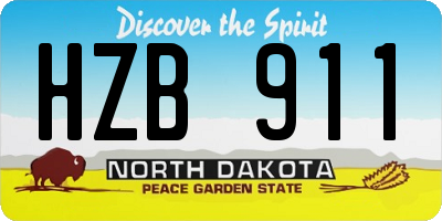 ND license plate HZB911