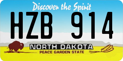 ND license plate HZB914