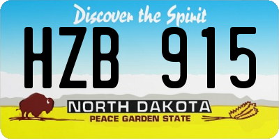 ND license plate HZB915