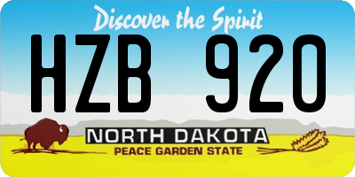 ND license plate HZB920
