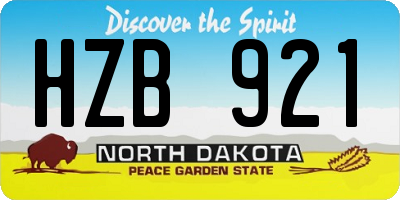 ND license plate HZB921
