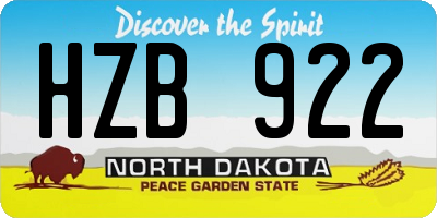 ND license plate HZB922
