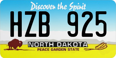 ND license plate HZB925