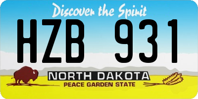ND license plate HZB931