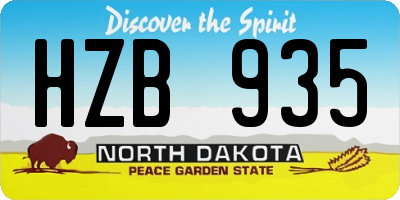 ND license plate HZB935