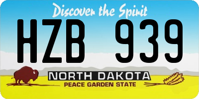 ND license plate HZB939