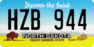 ND license plate HZB944