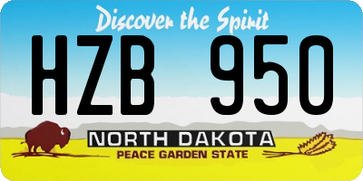 ND license plate HZB950