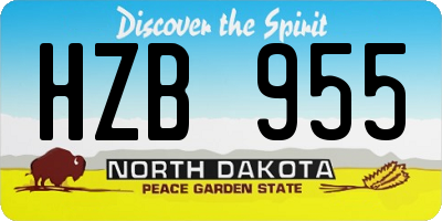 ND license plate HZB955