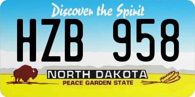 ND license plate HZB958