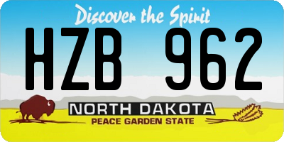 ND license plate HZB962
