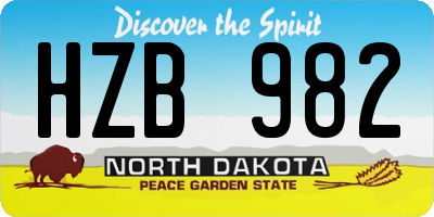 ND license plate HZB982