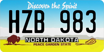ND license plate HZB983