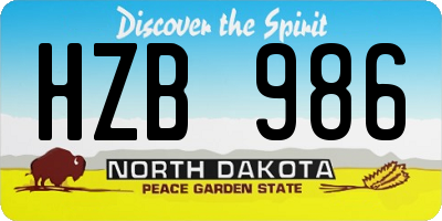 ND license plate HZB986