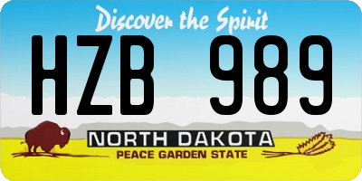 ND license plate HZB989