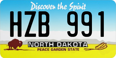 ND license plate HZB991