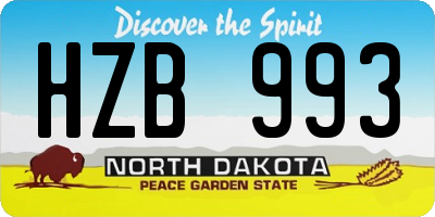 ND license plate HZB993