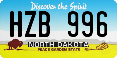 ND license plate HZB996