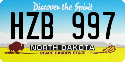 ND license plate HZB997