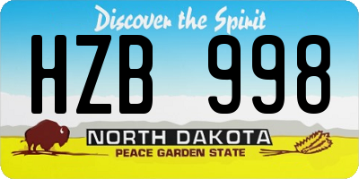ND license plate HZB998
