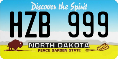 ND license plate HZB999