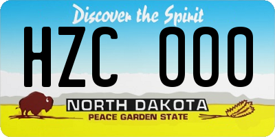 ND license plate HZC000