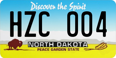 ND license plate HZC004