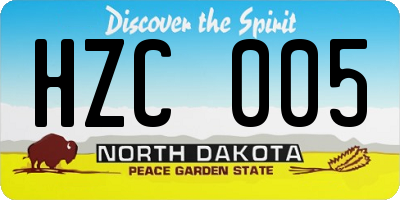 ND license plate HZC005