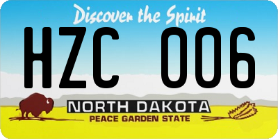 ND license plate HZC006