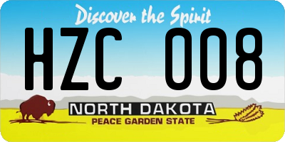 ND license plate HZC008