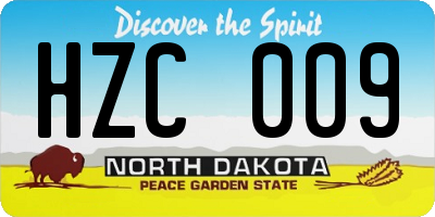 ND license plate HZC009