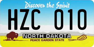ND license plate HZC010