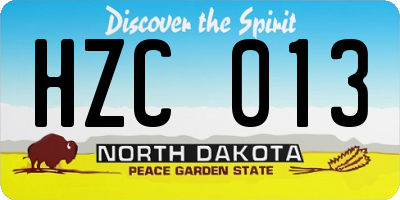 ND license plate HZC013