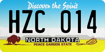 ND license plate HZC014