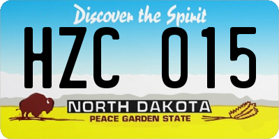 ND license plate HZC015