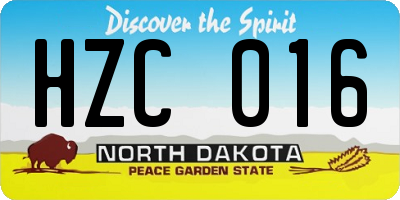 ND license plate HZC016