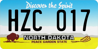 ND license plate HZC017