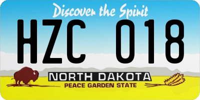 ND license plate HZC018