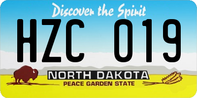ND license plate HZC019
