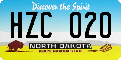 ND license plate HZC020