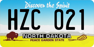 ND license plate HZC021