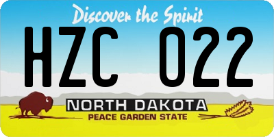 ND license plate HZC022