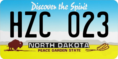 ND license plate HZC023