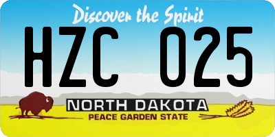 ND license plate HZC025