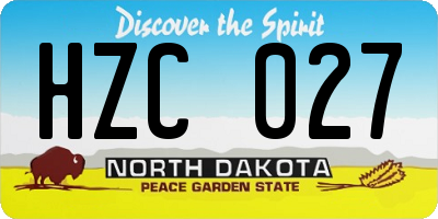 ND license plate HZC027