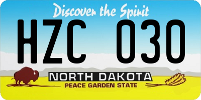 ND license plate HZC030