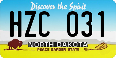 ND license plate HZC031