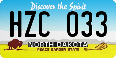 ND license plate HZC033